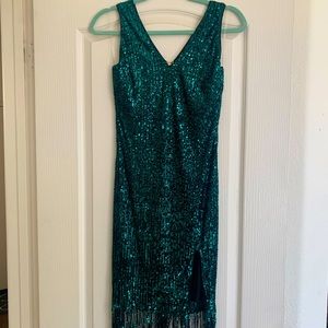 Flapper girl fringe mini dress